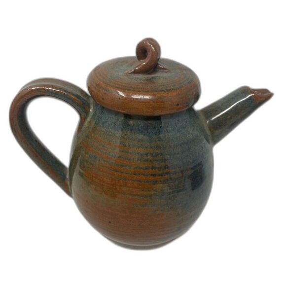 Art Pottery Stoneware TEAPOT Handmade Studio Signed AMR Vintage Brown GLAZE - Picture 1 of 11